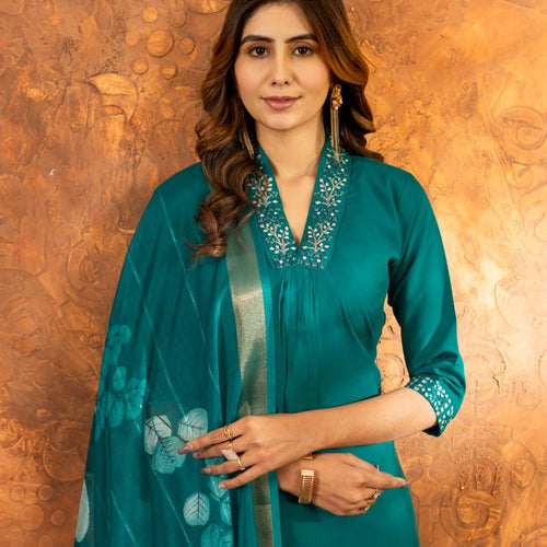 Rama Color Embroidery Thread Work Designer Salwar Suit