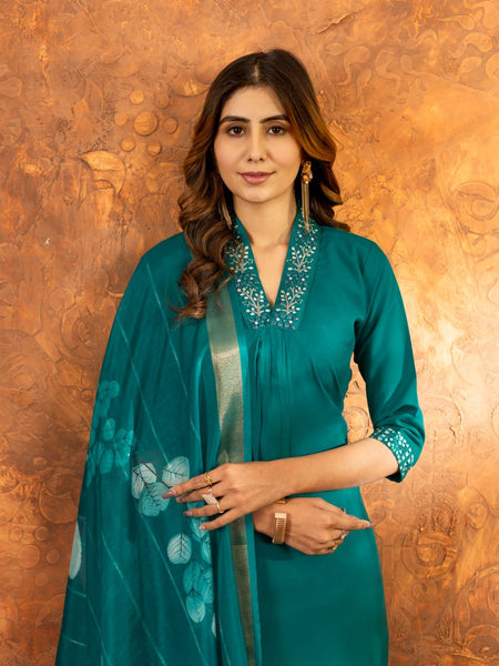 Rama Color Embroidery Thread Work Designer Salwar Suit