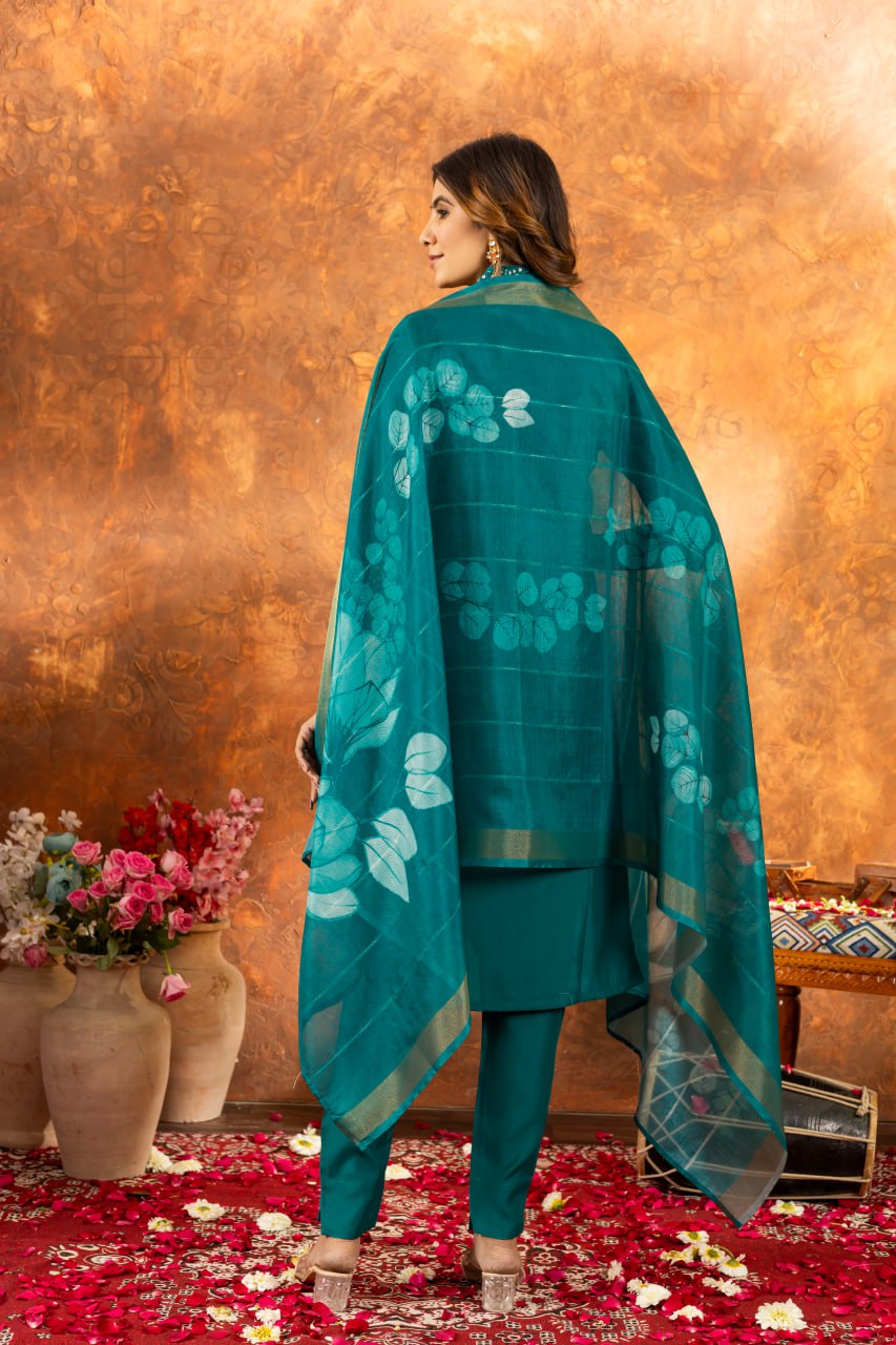 Rama Color Embroidery Thread Work Designer Salwar Suit