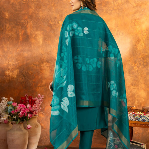 Rama Color Embroidery Thread Work Designer Salwar Suit