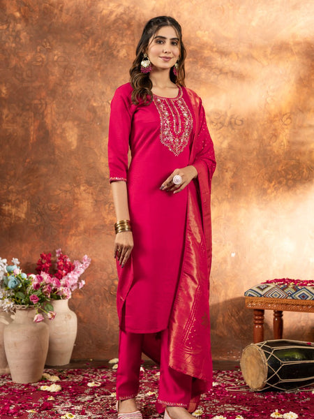 Pink Color Embroidery Thread Work Designer Salwar Suit