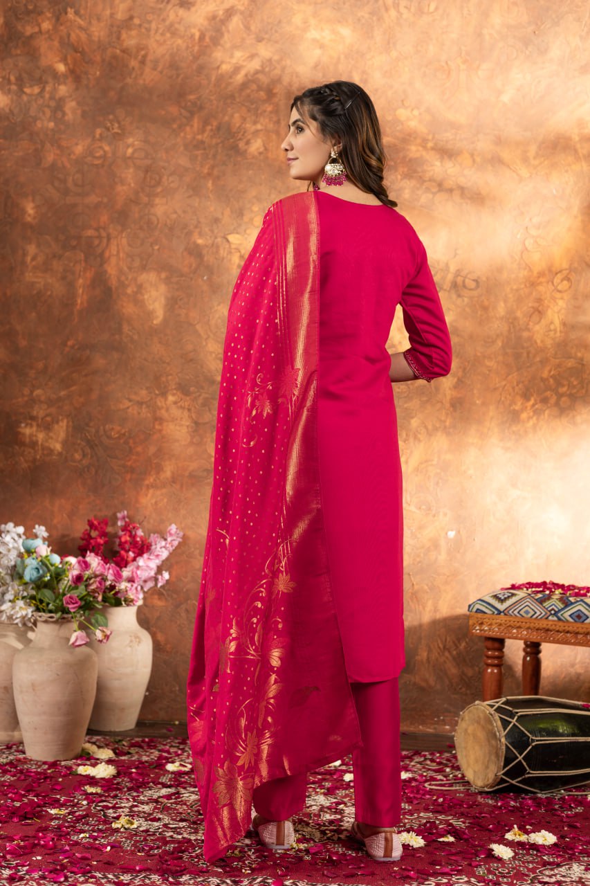 Pink Color Embroidery Thread Work Designer Salwar Suit