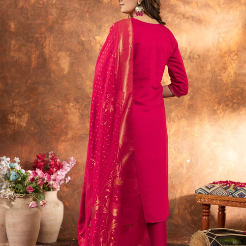 Pink Color Embroidery Thread Work Designer Salwar Suit