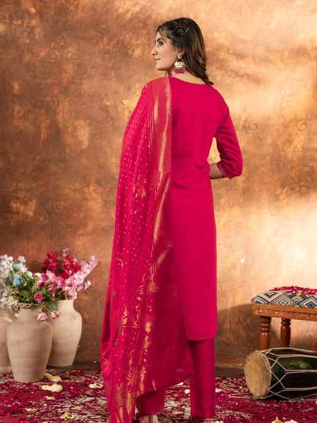 Pink Color Embroidery Thread Work Designer Salwar Suit