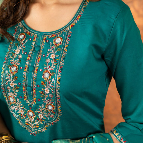 Rama Color Embroidery Thread Work Designer Salwar Suit