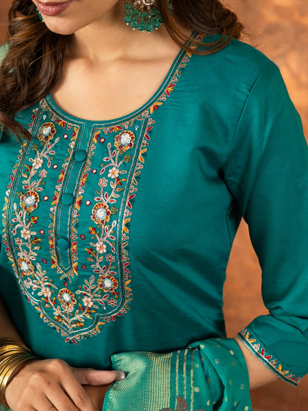 Rama Color Embroidery Thread Work Designer Salwar Suit