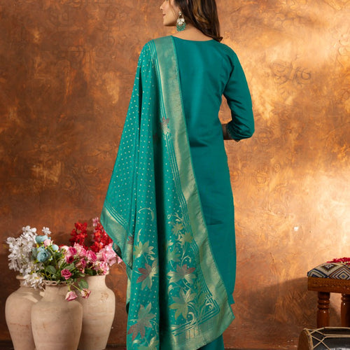 Rama Color Embroidery Thread Work Designer Salwar Suit