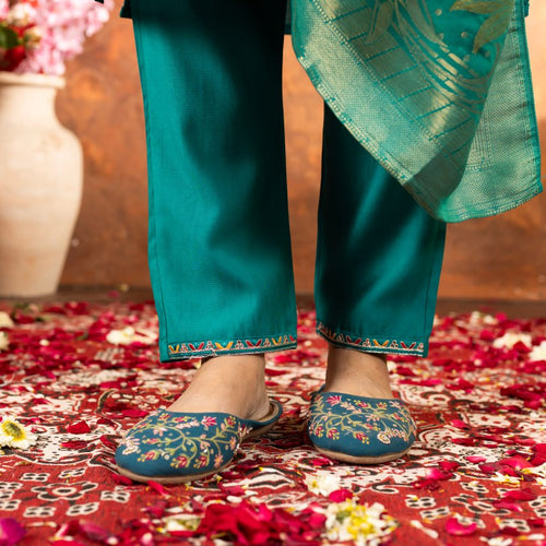 Rama Color Embroidery Thread Work Designer Salwar Suit