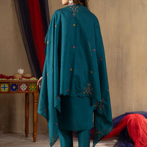 Rama Color Embroidery Thread Work Designer Salwar Suit