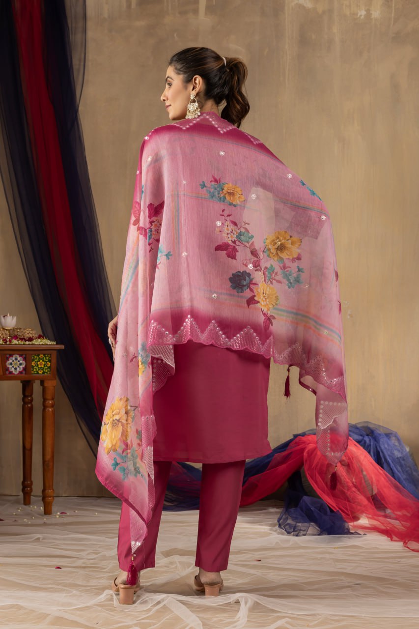 Pink Color Embroidery Thread Work Designer Salwar Suit