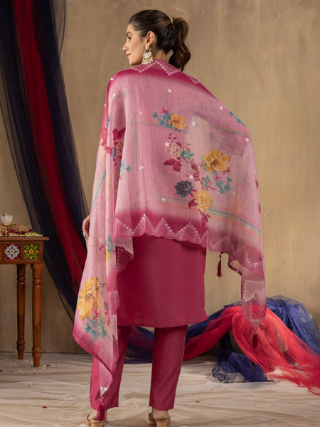 Pink Color Embroidery Thread Work Designer Salwar Suit