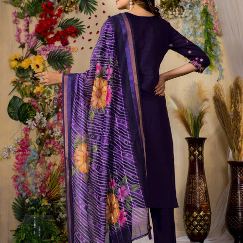 Purple Color Embroidery Thread Work Designer Salwar Suit