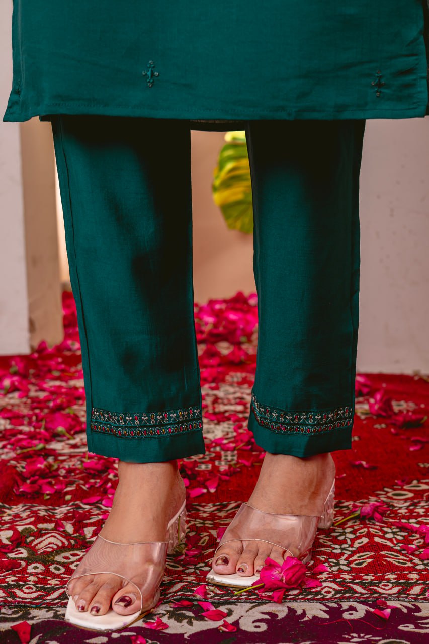 Rama Green Embroidery Thread Work Designer Salwar Suit