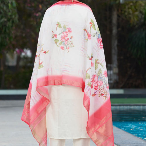 White Color Embroidery Thread Work Designer Salwar Suit