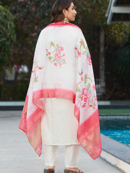 White Color Embroidery Thread Work Designer Salwar Suit