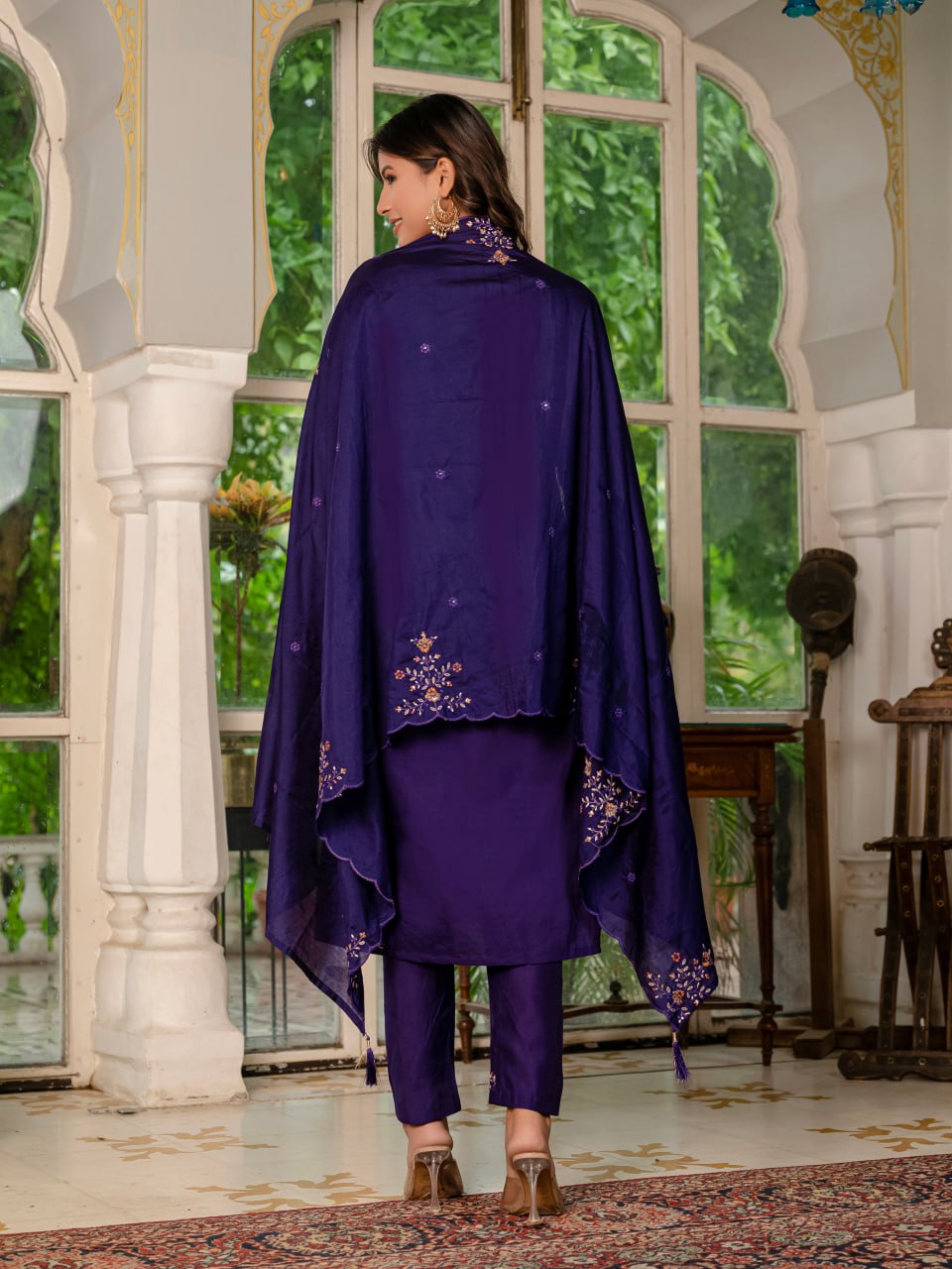 Purple Color Embroidery Thread Work Designer Party Wear Salwar Suit