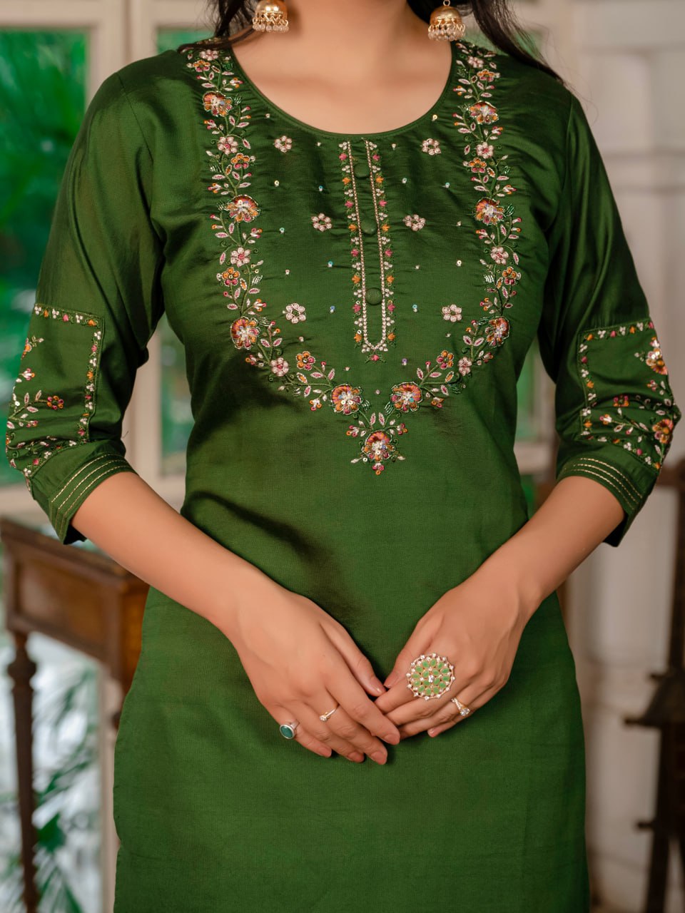 Mahendi Green Color Embroidery Thread Work Designer Party Wear Salwar Suit