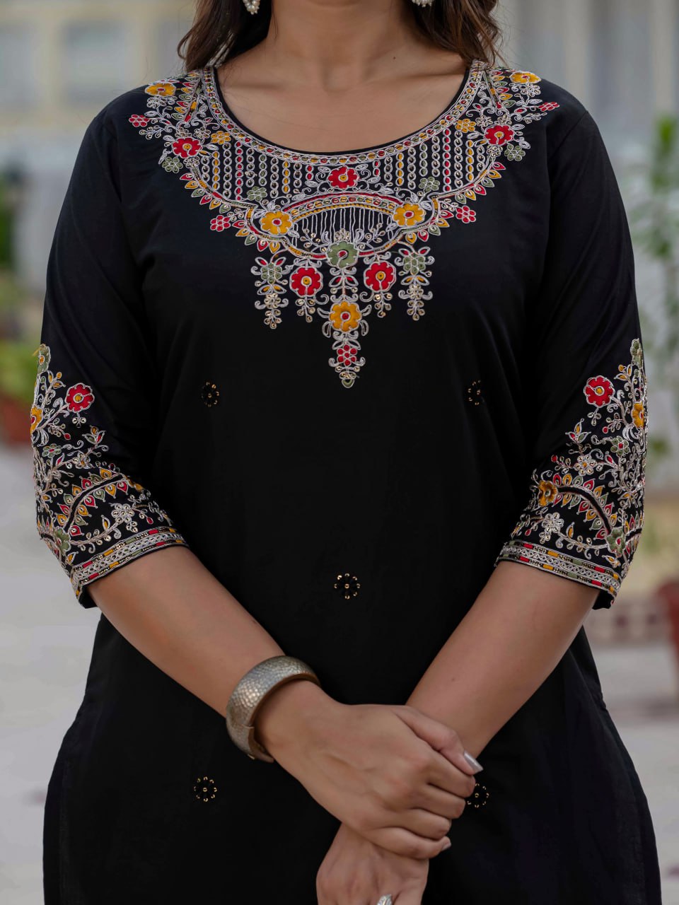 Black Color Coding Embroidery Work Designer Party Wear Salwar Suit