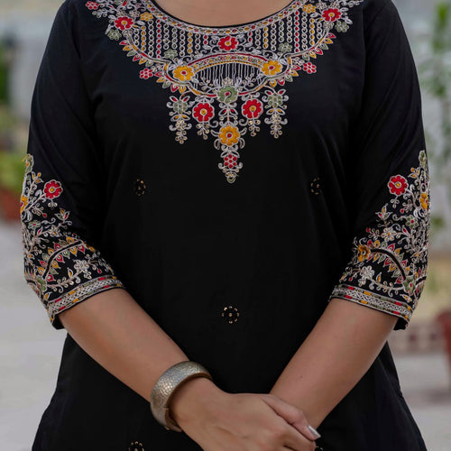 Black Color Coding Embroidery Work Designer Party Wear Salwar Suit