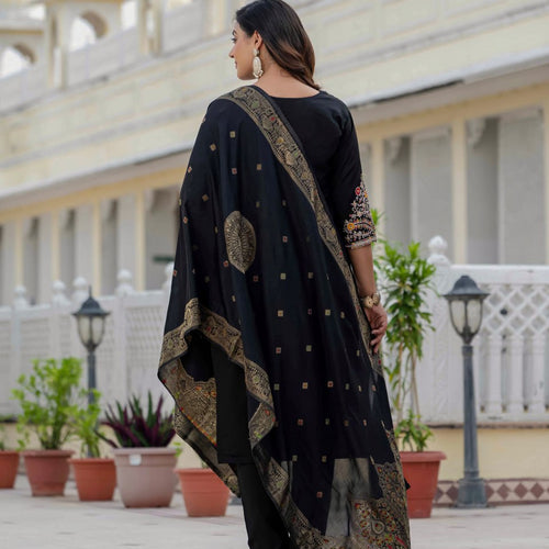 Black Color Coding Embroidery Work Designer Party Wear Salwar Suit