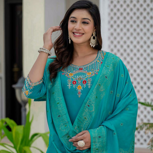 Rama Color Coding Embroidery Work Designer Party Wear Salwar Suit