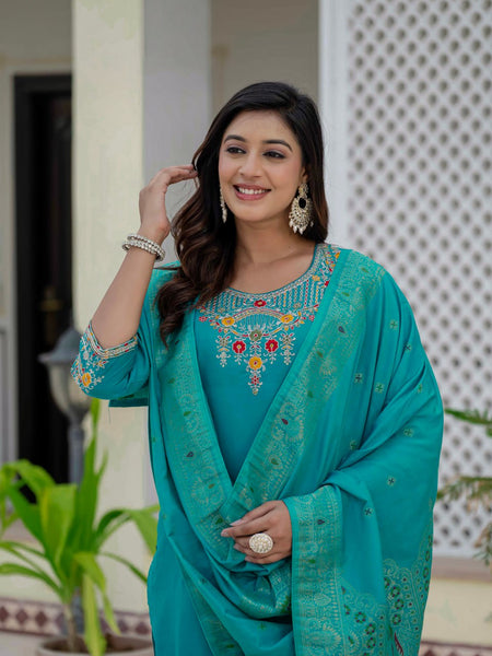 Rama Color Coding Embroidery Work Designer Party Wear Salwar Suit