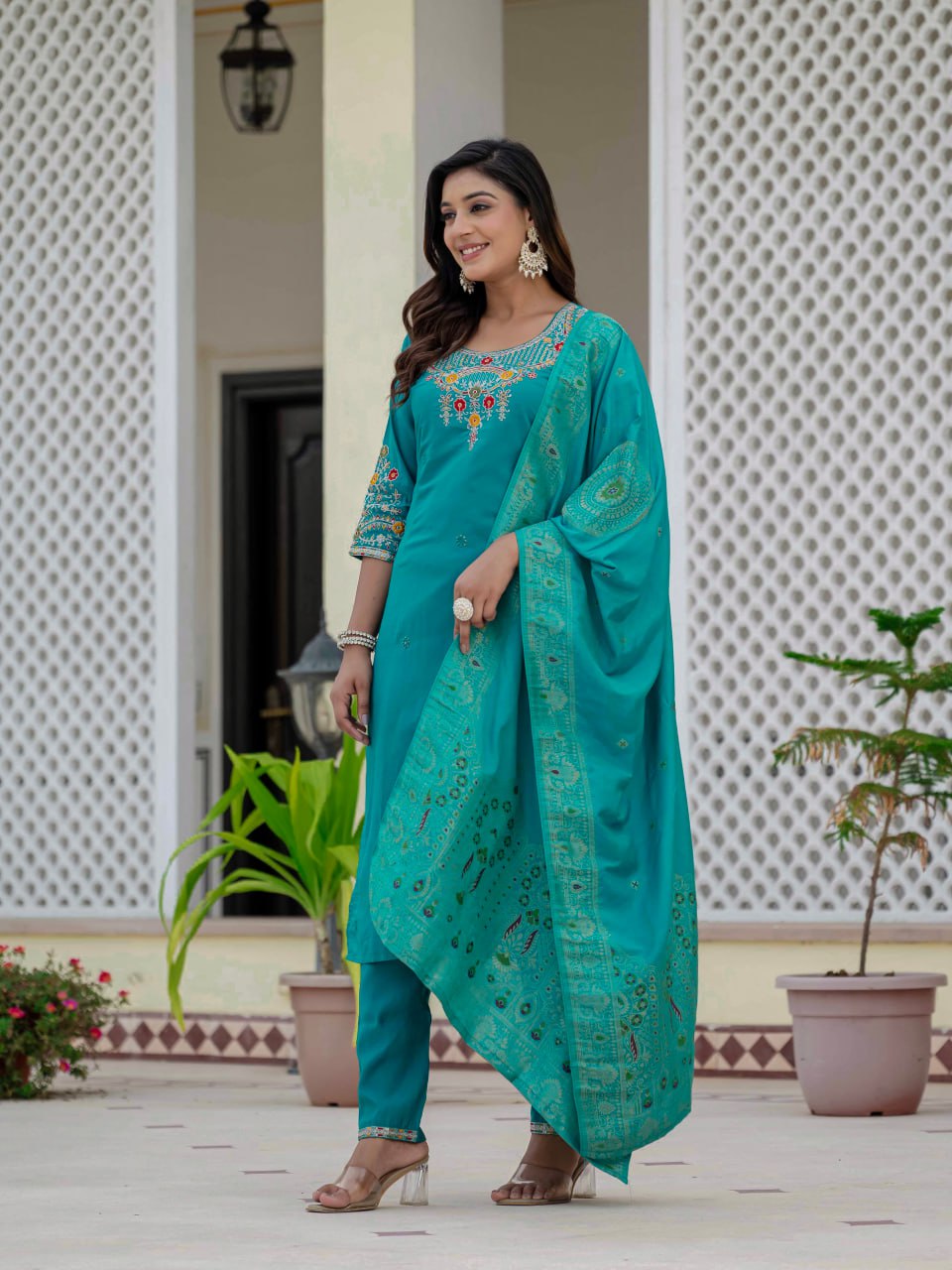 Rama Color Coding Embroidery Work Designer Party Wear Salwar Suit