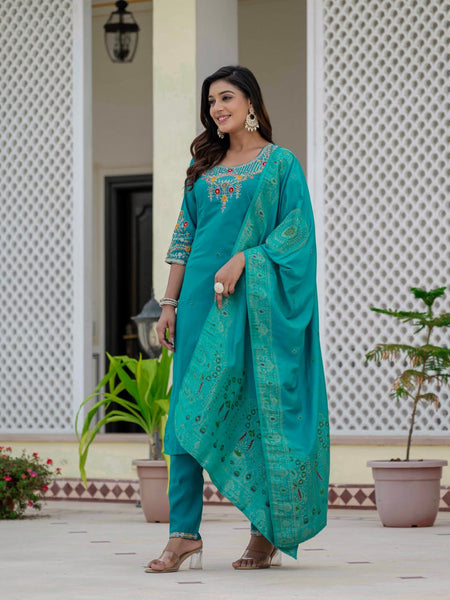 Rama Color Coding Embroidery Work Designer Party Wear Salwar Suit