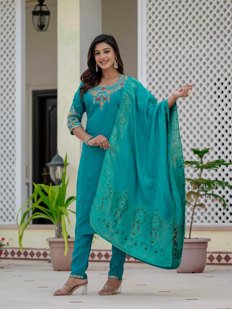 Rama Color Coding Embroidery Work Designer Party Wear Salwar Suit