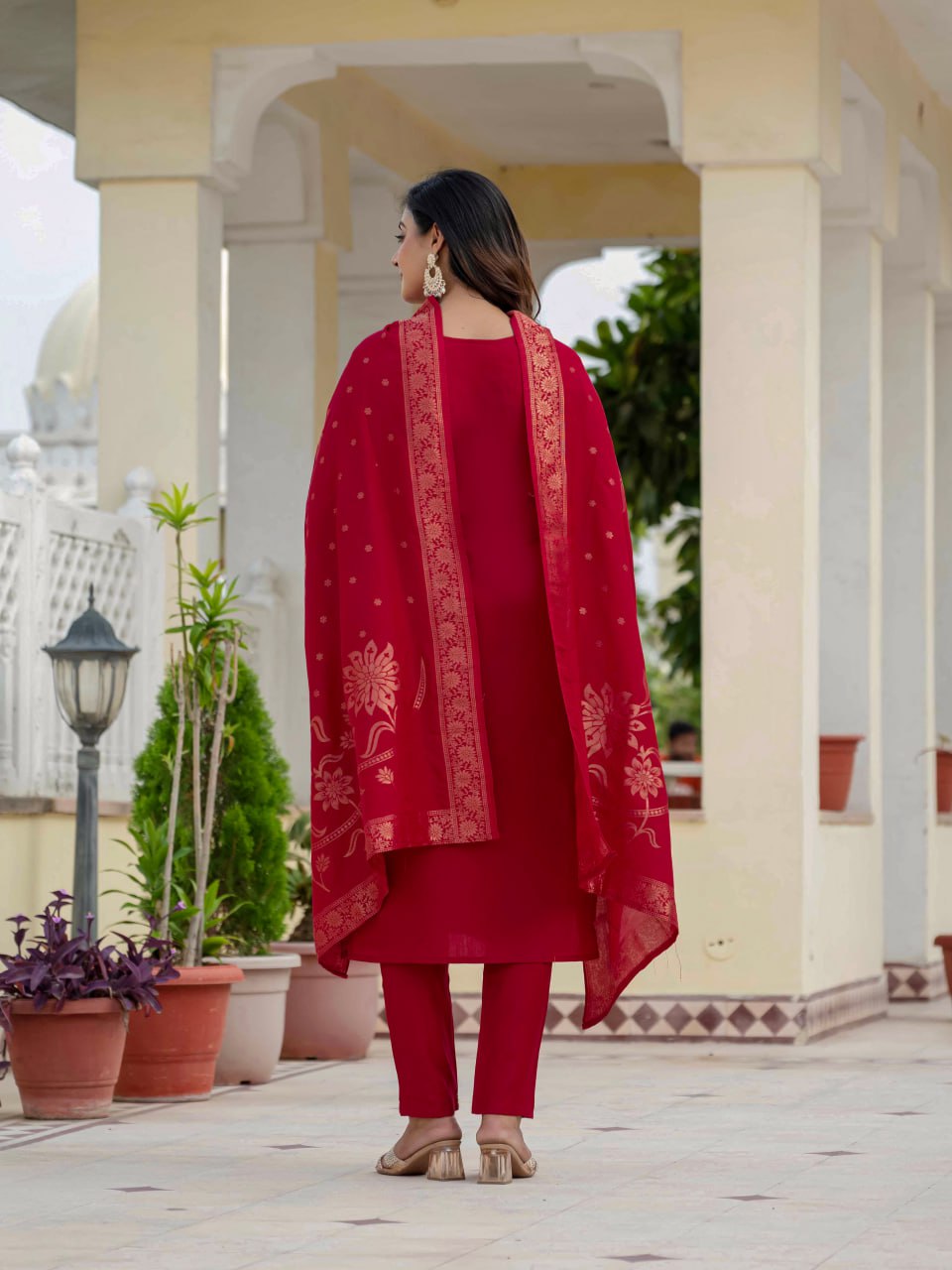 Red Color Coding Embroidery Work Designer Party Wear Salwar Suit