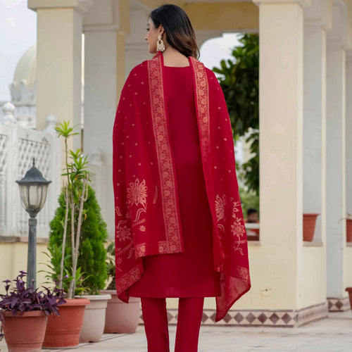 Red Color Coding Embroidery Work Designer Party Wear Salwar Suit