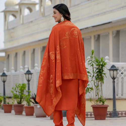 Orange Color Coding Embroidery Work Designer Party Wear Salwar Suit