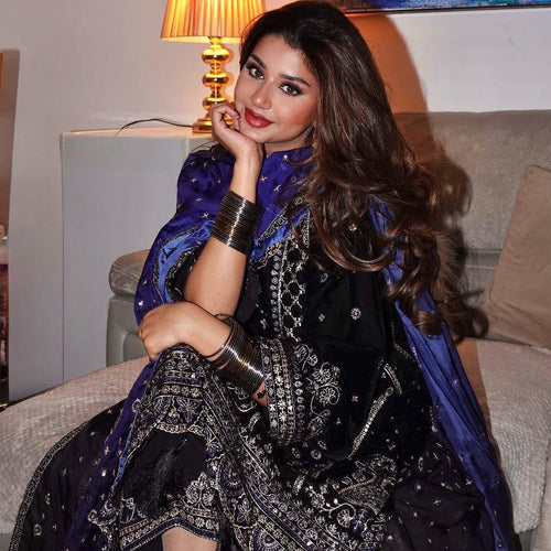 Navy Blue Color Coding Embroidery Work Designer Party Wear Palazzo Suit