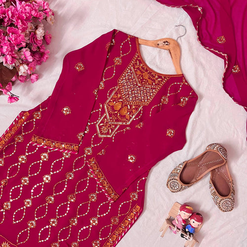 Pink Sequence Embroidery Work Designer Party Wear Salwar Suit