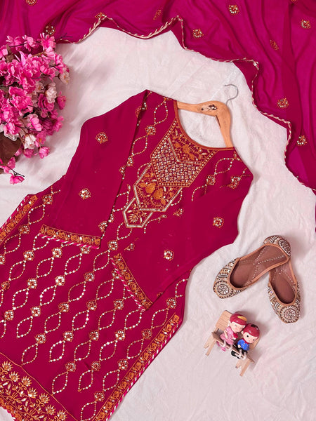 Pink Sequence Embroidery Work Designer Party Wear Salwar Suit