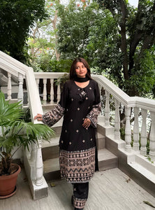 Black Color Sequence Embroidery Work Designer Party Wear Palazzo Suit