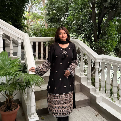 Black Color Sequence Embroidery Work Designer Party Wear Palazzo Suit