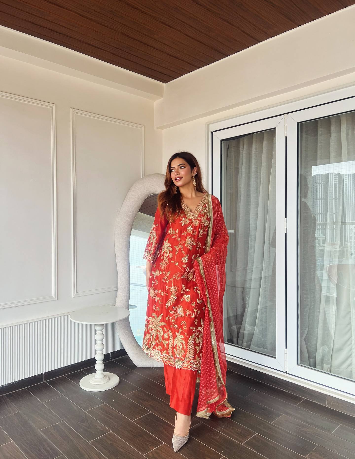 Red Color Sequence Embroidery Work Designer Party Wear Salwar Suit