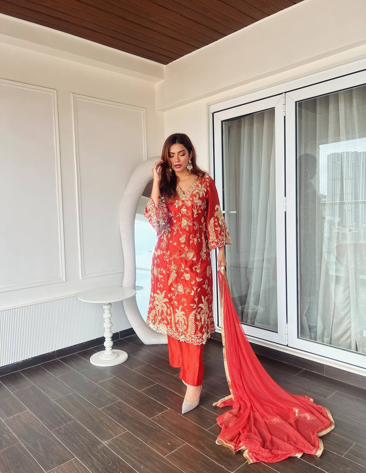 Red Color Sequence Embroidery Work Designer Party Wear Salwar Suit