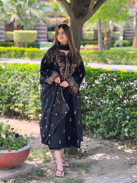 Black Color Sequence Embroidery Work Designer Party Wear Salwar Suit