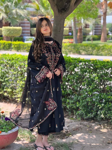 Black Color Sequence Embroidery Work Designer Party Wear Salwar Suit