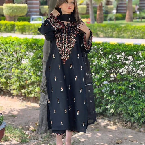 Black Color Sequence Embroidery Work Designer Party Wear Salwar Suit