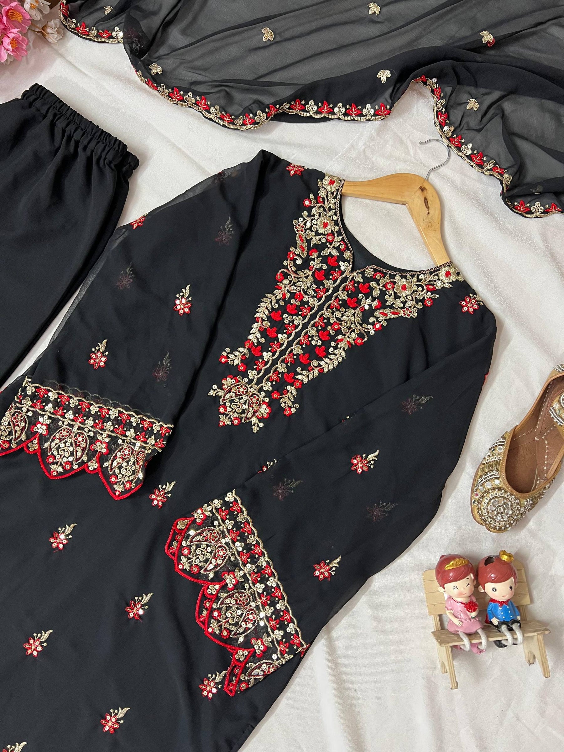Black Color Sequence Embroidery Work Designer Party Wear Salwar Suit