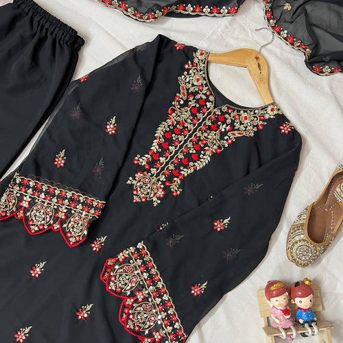 Black Color Sequence Embroidery Work Designer Party Wear Salwar Suit