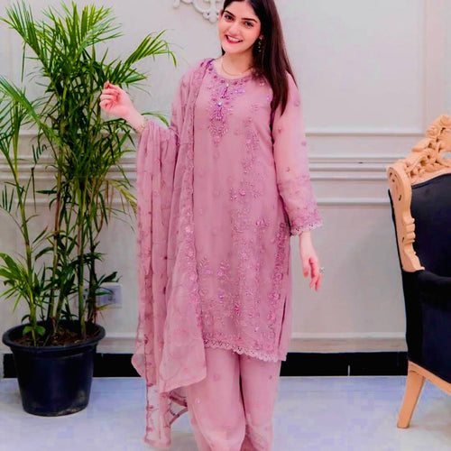 Light Pink Color Sequence Embroidery Work Designer Party Wear Salwar Suit