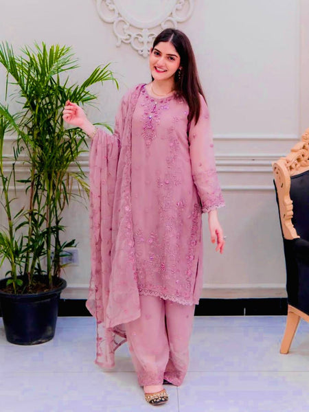Light Pink Color Sequence Embroidery Work Designer Party Wear Salwar Suit