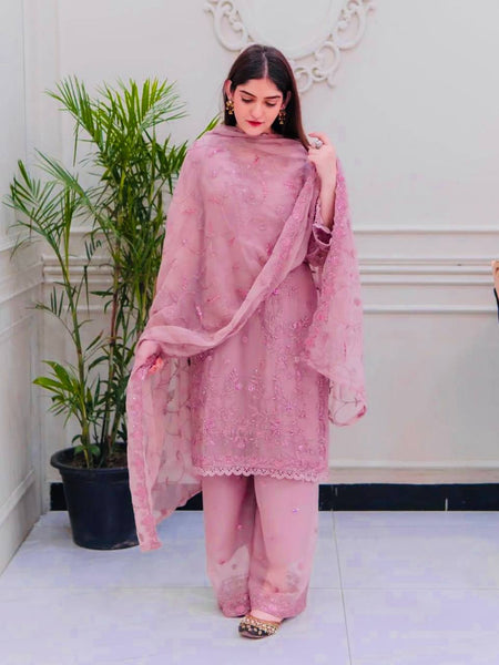 Light Pink Color Sequence Embroidery Work Designer Party Wear Salwar Suit