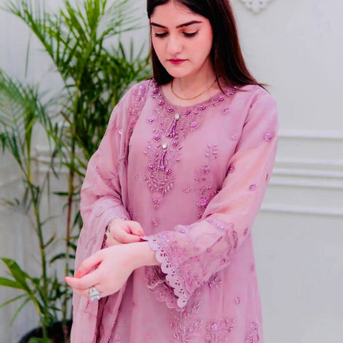 Light Pink Color Sequence Embroidery Work Designer Party Wear Salwar Suit