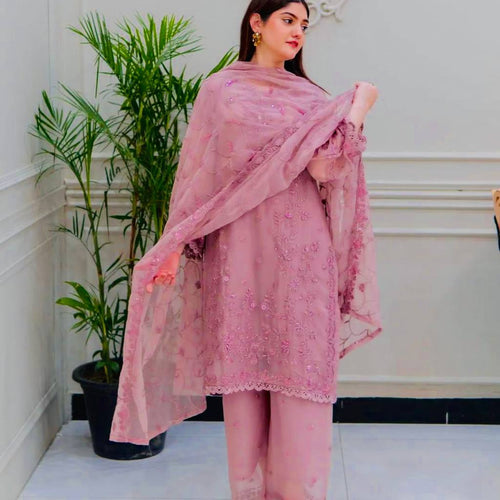 Light Pink Color Sequence Embroidery Work Designer Party Wear Salwar Suit