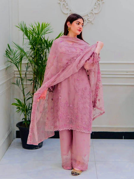 Light Pink Color Sequence Embroidery Work Designer Party Wear Salwar Suit